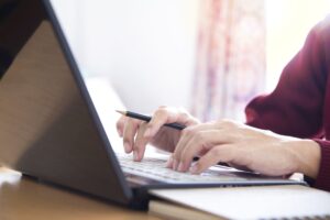 Female Hands Typing on a Laptop Computer
