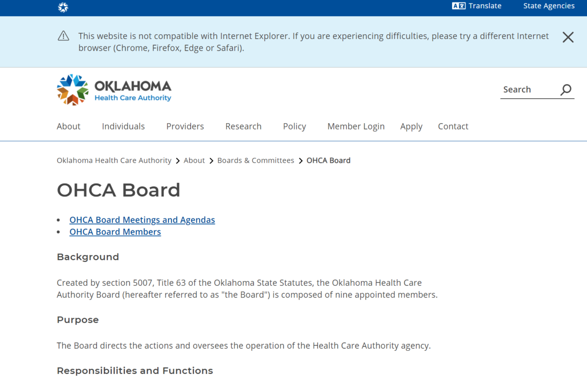 oklahoma health care authority home