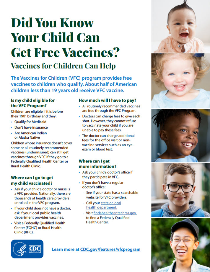 Cover Vaccines for Children Free Vaccines Flyer