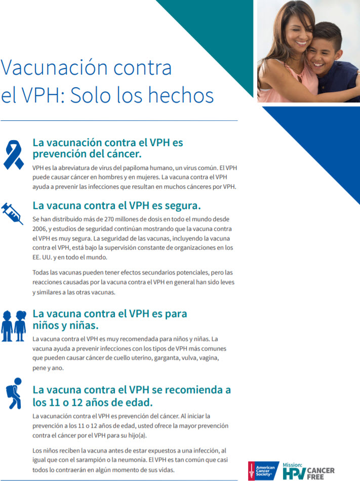 Factsheet HPV Spanish Just the Facts