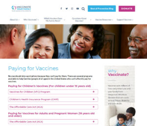 Webpage Vaccinate Your Family
