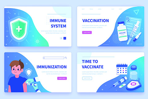 Image of Four Colorful Cards With Vaccination Themes