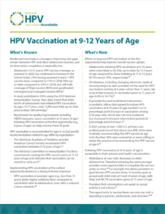 Evidence Summary HPV Vaccination Age 9-12 Cover