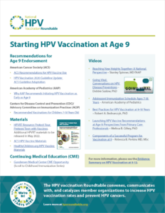 HPVRT Resource_HPV Vaccination Starting at Age 9 Cover